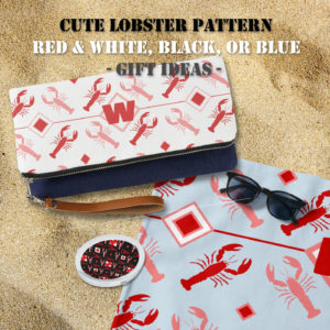 Cute Lobster and Monogram Pattern 119145936837619389 | www.NauticalBoutique.Co