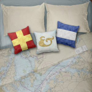 Watercolor Nautical Flag Pillows Display Mockup