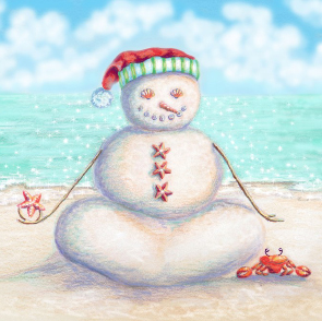 Snowman on the Beach Holiday Card