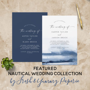 Fresh and Yummy Paperie Watercolor Modern Floral Nautical Wedding Suite | www.NauticalBoutique.Co