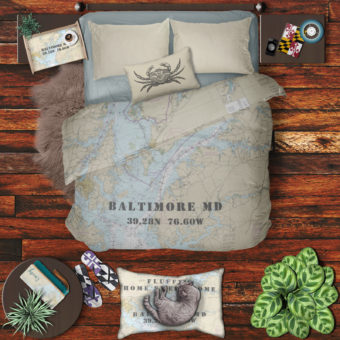 Nautical Chart Coastal Bedroom Baltimore & Chesapeake Bay