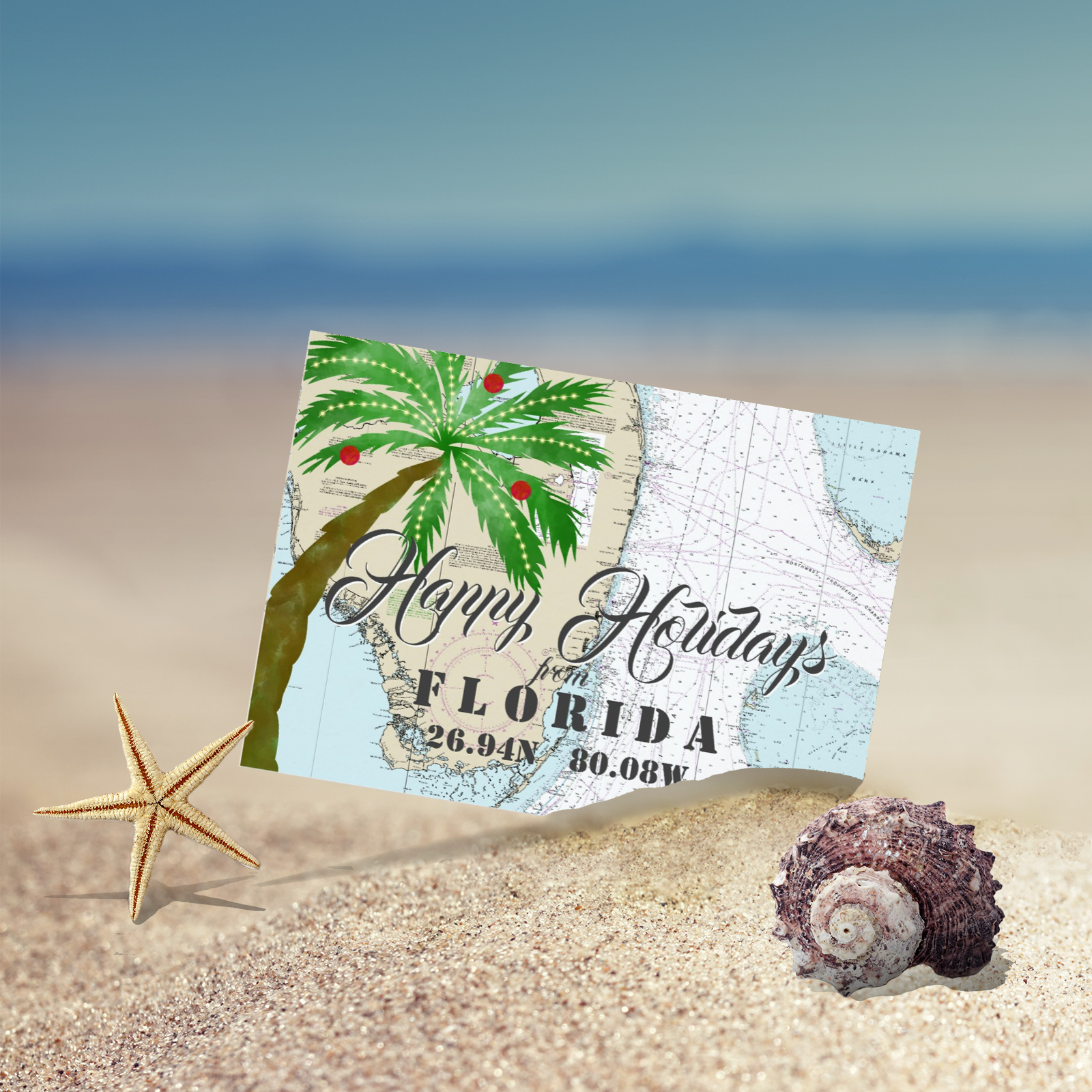 Tropical Happy Holidays from Florida Card Design