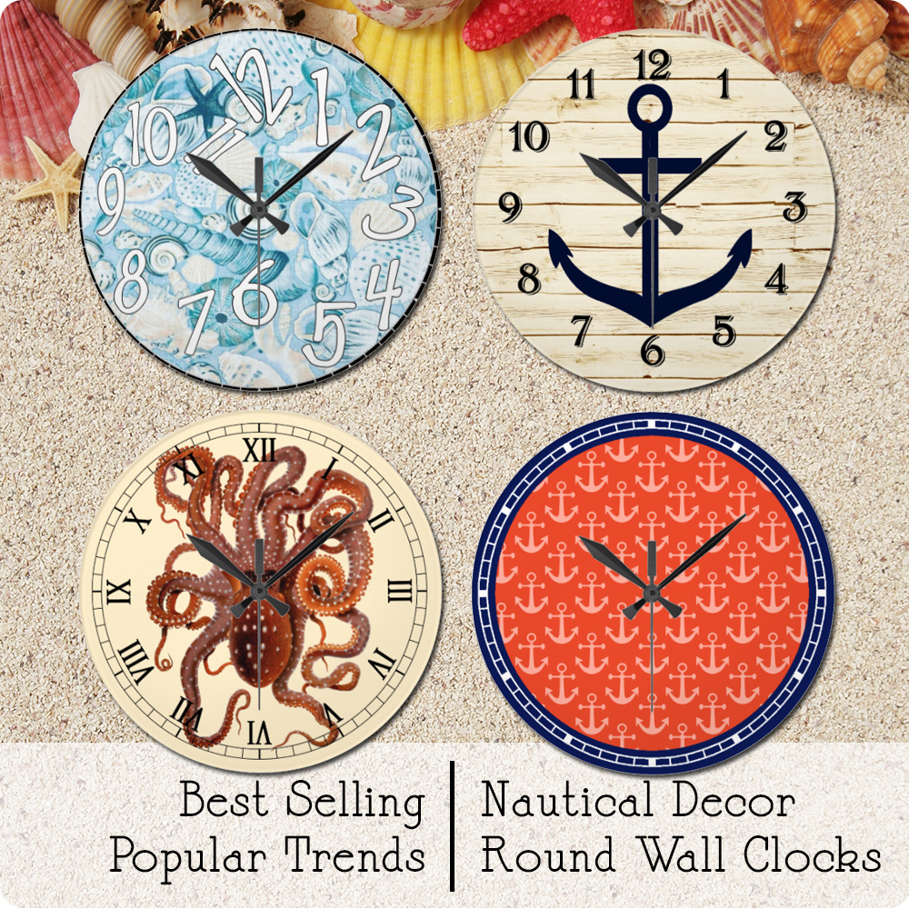 Nautical Wall Clocks in Square or Round | www.NauticalBoutique.Co