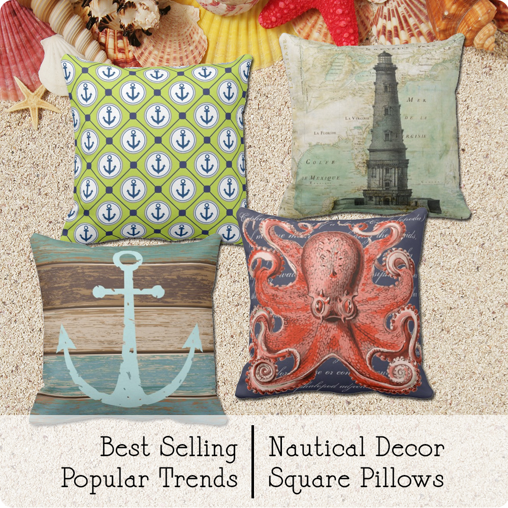 Beach House Pillow Case, Red Coral Orange Starfish Cushion, Sea Turtle & Fish  Pillowcase, Nautical Seashell Cushion