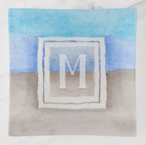 Watercolor Monogram Beach Trinket Tray