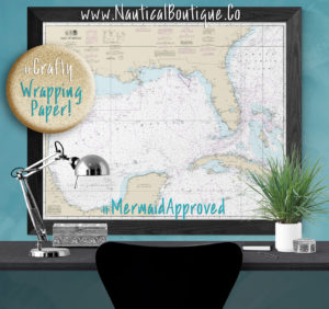 Nautical Chart Gift Wrapping Paper as Framed Art
