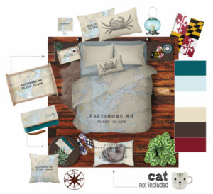 Nautical Chart Coastal Bedroom Baltimore and Chesapeake Bay