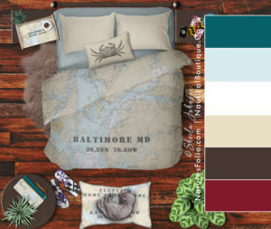 Nautical Chart Coastal Bedroom Baltimore and Chesapeake Bay