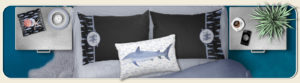 Shark Pattern and Watercolor Monogram Bedroom Decor 189969454003478151 | www.NauticalBoutique.Co