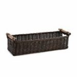 Long Brown Basket with Wood Handles 2DySm7n