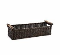Long Brown Basket with Wood Handles 2DySm7n