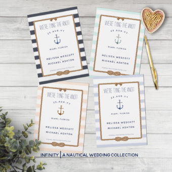 Watercolor Nautical Stripes Wedding Suite