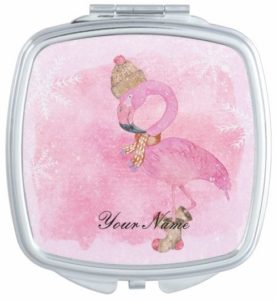 Watercolor Flamingo Compact Mirror
