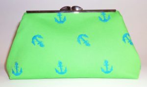 Lime Green and Blue Handmade Clutch Purse