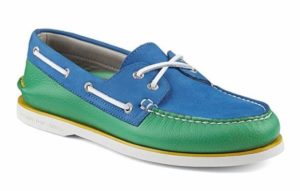 Green and blue Sperry Topsiders
