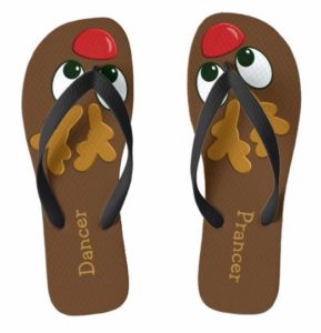 Cartoon Reindeer Flip Flops