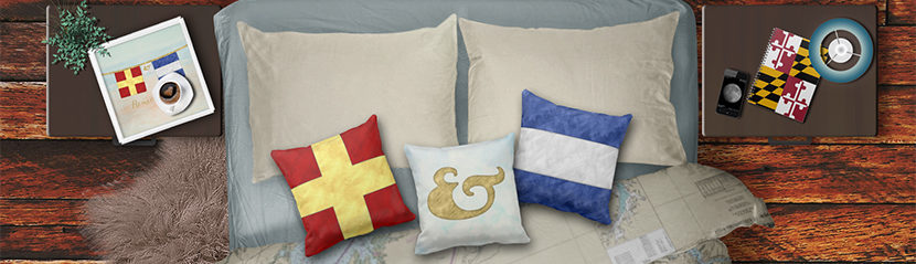 Create a 3-Pillow Watercolor Nautical Flag Set or Buy a Word's Worth!