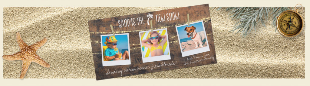 Rustic Barn Wood Sand is the New Snow Holiday Card | www.NauticalBoutique.Co