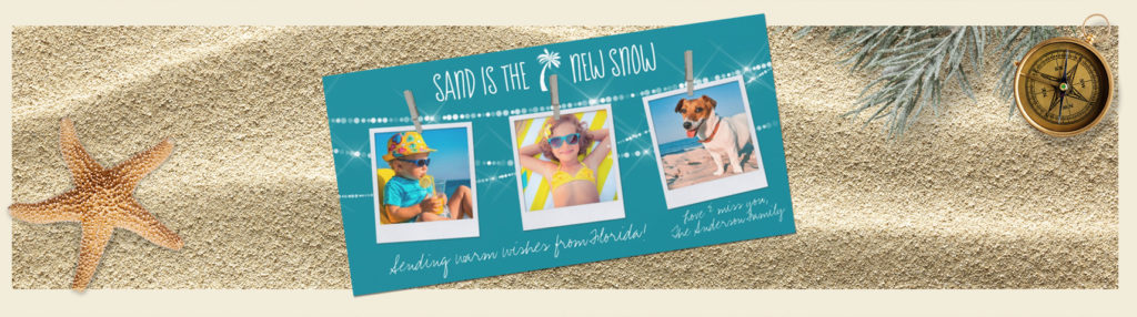 Tropical Teal Sand is the New Snow Holiday Card | www.NauticalBoutique.Co