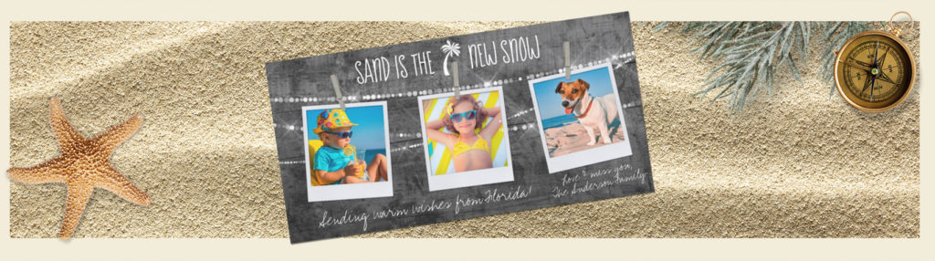 Weathered Wood Sand is the New Snow Holiday Card | www.NauticalBoutique.Co
