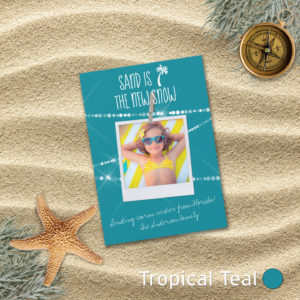 Tropical Teal Sand is the New Snow Holiday Card | www.NauticalBoutique.Co