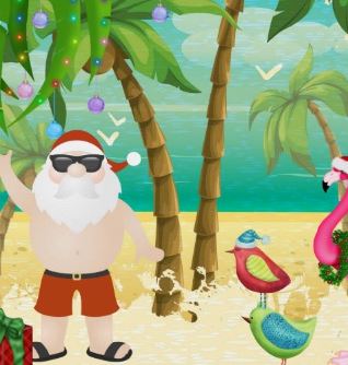 Tropical Santa Claus Card Design Sample