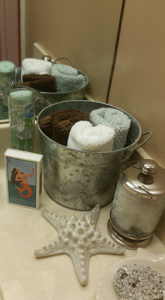 Towels in Metal Bucket Nautical Display