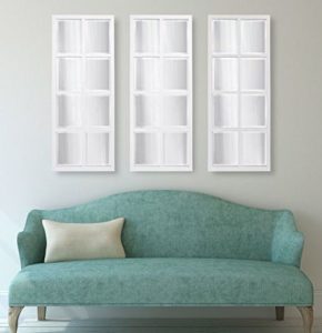 White Window Pane Accent Mirror
